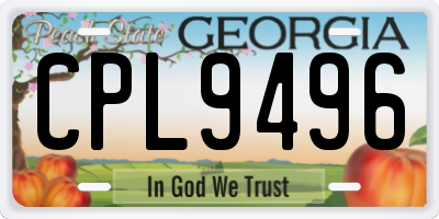 GA license plate CPL9496