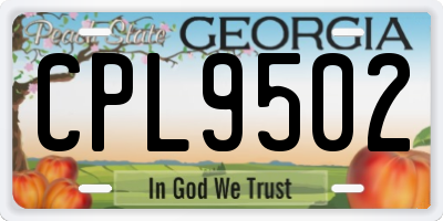 GA license plate CPL9502