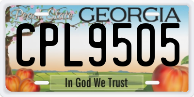 GA license plate CPL9505