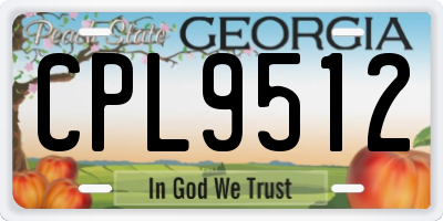 GA license plate CPL9512
