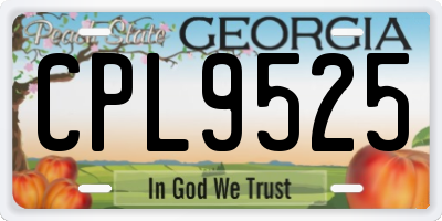 GA license plate CPL9525