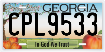 GA license plate CPL9533