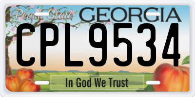 GA license plate CPL9534