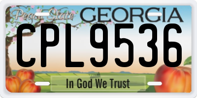 GA license plate CPL9536