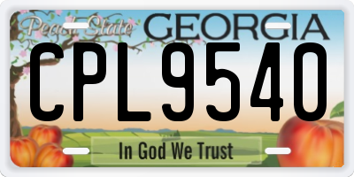 GA license plate CPL9540