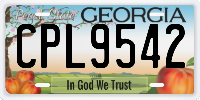 GA license plate CPL9542