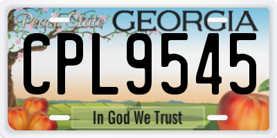GA license plate CPL9545