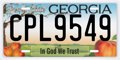 GA license plate CPL9549