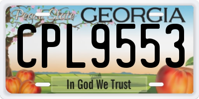 GA license plate CPL9553