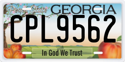 GA license plate CPL9562