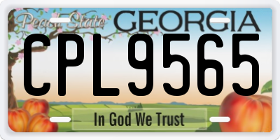 GA license plate CPL9565