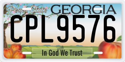 GA license plate CPL9576