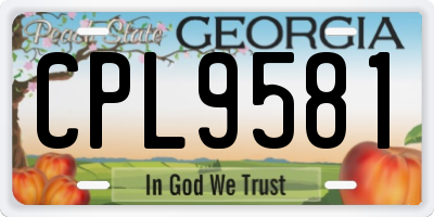 GA license plate CPL9581