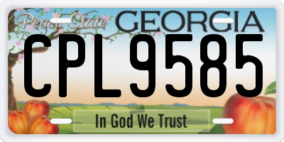 GA license plate CPL9585