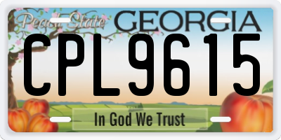 GA license plate CPL9615