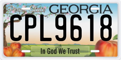 GA license plate CPL9618