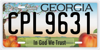 GA license plate CPL9631