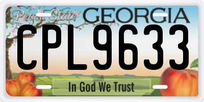 GA license plate CPL9633