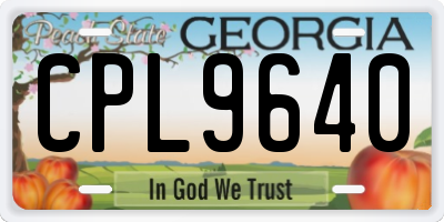 GA license plate CPL9640