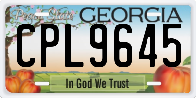 GA license plate CPL9645