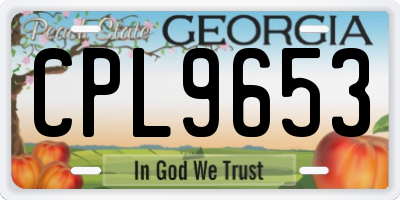 GA license plate CPL9653