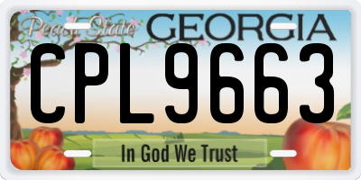 GA license plate CPL9663