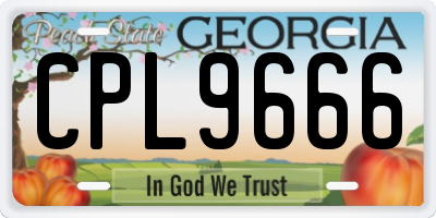 GA license plate CPL9666