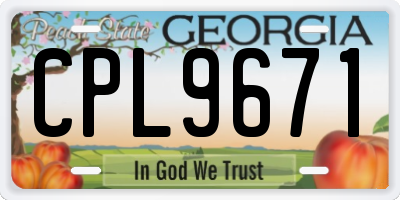 GA license plate CPL9671