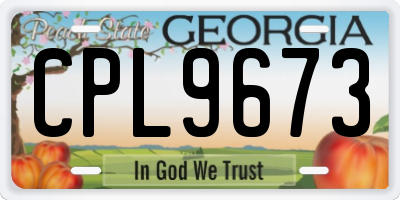 GA license plate CPL9673
