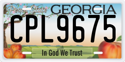 GA license plate CPL9675