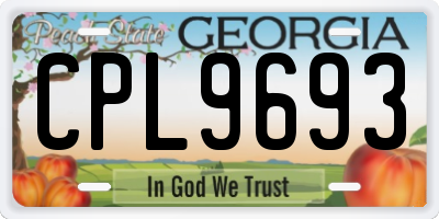 GA license plate CPL9693