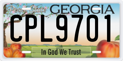 GA license plate CPL9701