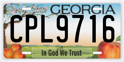 GA license plate CPL9716