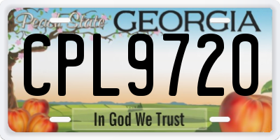 GA license plate CPL9720