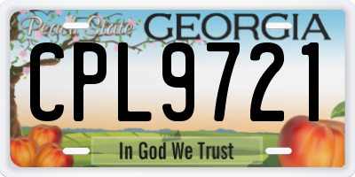 GA license plate CPL9721