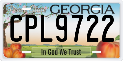 GA license plate CPL9722