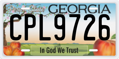 GA license plate CPL9726
