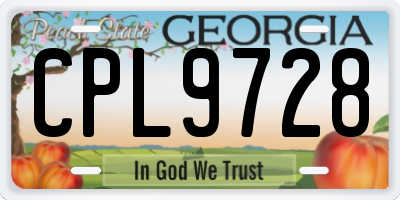 GA license plate CPL9728
