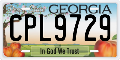 GA license plate CPL9729