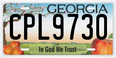 GA license plate CPL9730