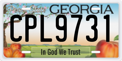 GA license plate CPL9731