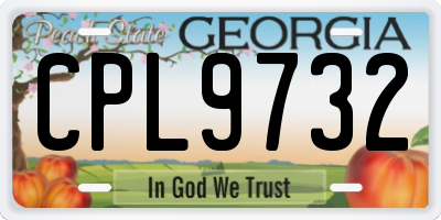 GA license plate CPL9732