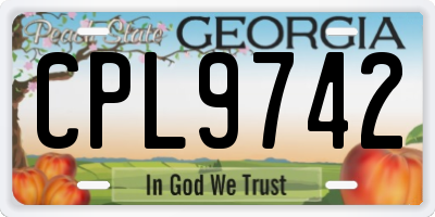 GA license plate CPL9742
