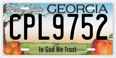 GA license plate CPL9752