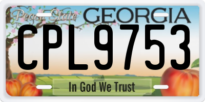 GA license plate CPL9753
