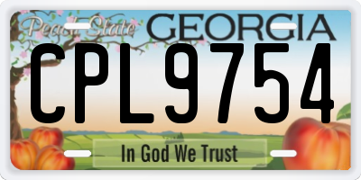 GA license plate CPL9754