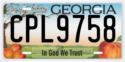 GA license plate CPL9758