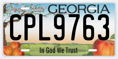 GA license plate CPL9763