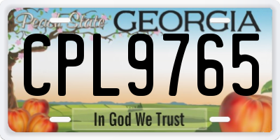 GA license plate CPL9765