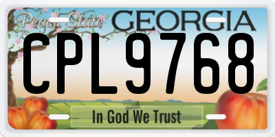 GA license plate CPL9768